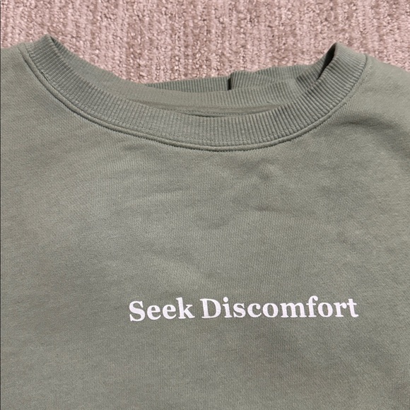 Seek Discomfort Women’s S Sage Green Crewneck Sweatshirt Organic Cotton Pullover - Picture 10 of 10